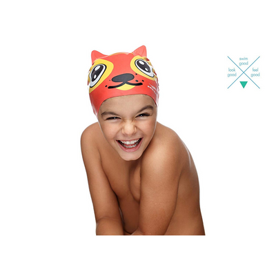 Silicone Swimming Cap for Kids - Children Swim Cap for Boys and Girls Aged 4-12 - Fun Junior Swim Cap