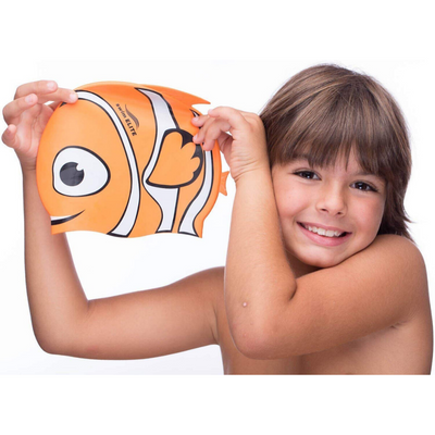 Silicone Swimming Cap for Kids - Children Swim Cap for Boys and Girls Aged 4-12 - Fun Junior Swim Cap