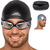 Clear Swim Goggles + Reversible Swimming Cap + Protective Case SET swim-elite1 CLEAR BLACK 