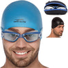 Clear Swim Goggles + Reversible Swimming Cap + Protective Case SET swim-elite1 CLEAR BLUE