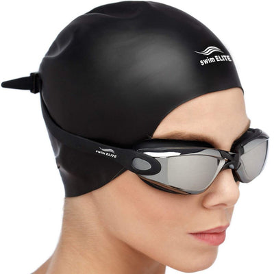 Mirrored Swim Goggles + Reversible Swimming Cap + Protective Case SET swim-elite1