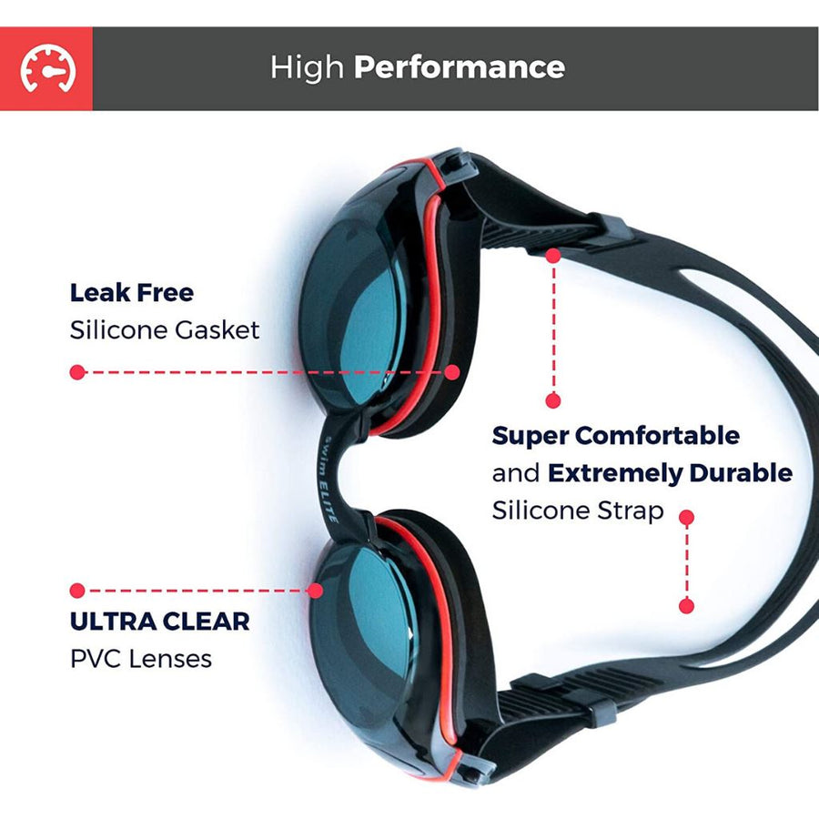 Unisex Swimming Goggles swim-elite1 BLACK 